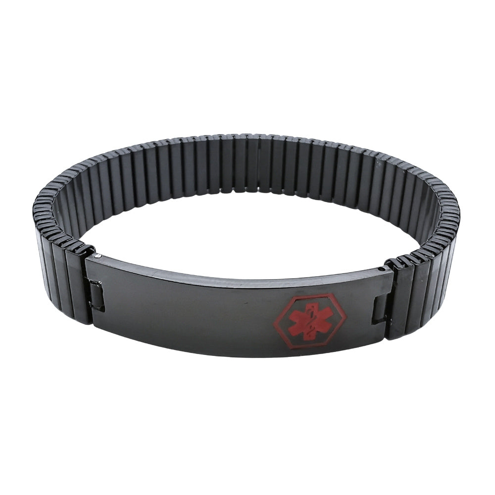 Medic ID Stainless Steel Black Plating Medium Expansion Bracelet