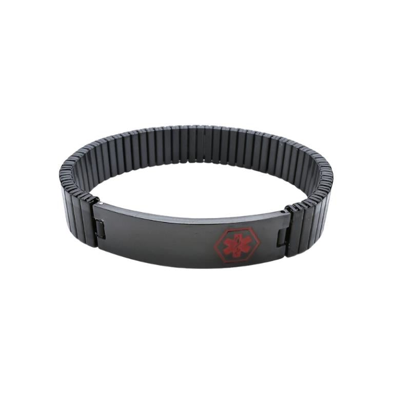 Medic ID Stainless Steel Black Plating Medium Expansion Bracelet