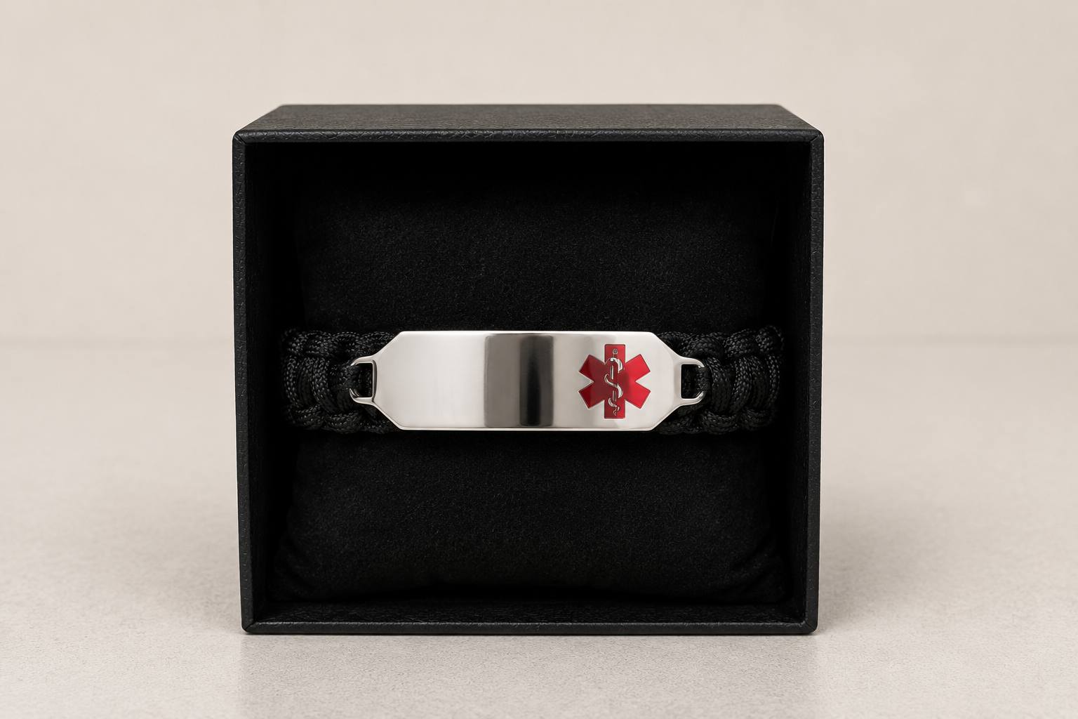 Medic ID Bracelet Black Paracord